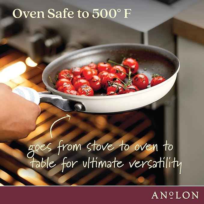 Anolon Achieve Hard Anodized Nonstick Frying Pan/Skillet, 8.25 Inch, Cream