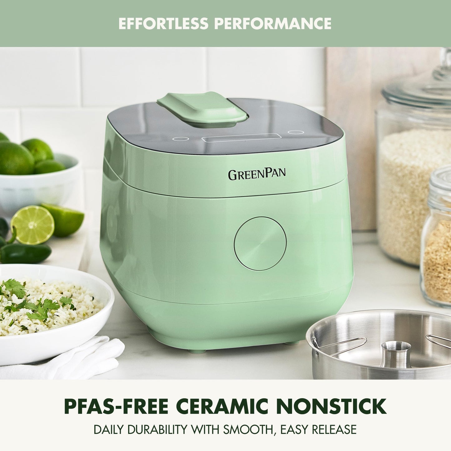 Rice Cooker 8 Cups Cooked (Julep Green / 4 Cups / Carb-Reducer Pro)