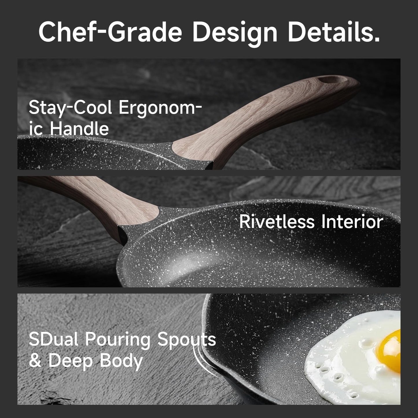 8 Inch Nonstick Frying Pan Easy Clean Small Egg Pan Skillet (Gray / 8")