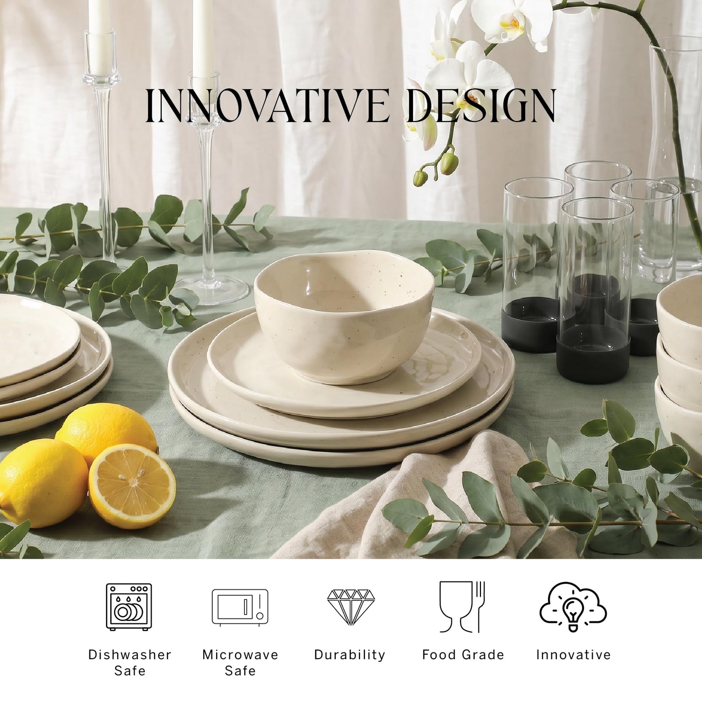 Mirella 12 Piece Stoneware Dinnerware Set (Beige / 12-Piece - Service for 4)