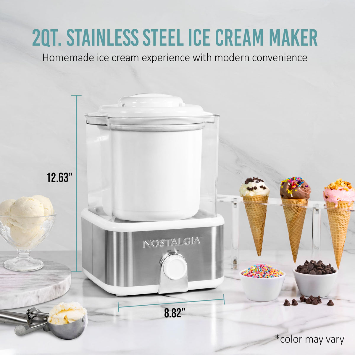 Electric Ice Cream Maker (2 QT / Stainless White)