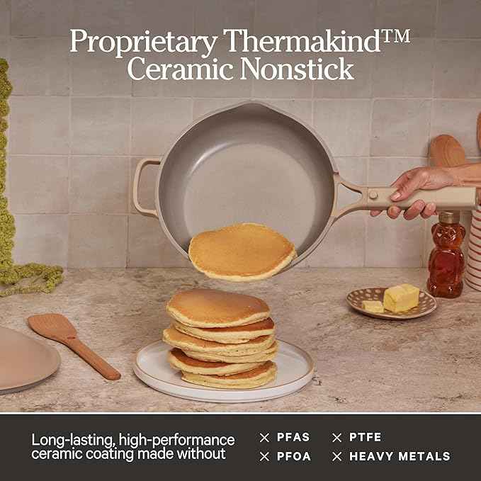 Our Place Cookware Duo | 7-Piece Ceramic Cookware Set with 10.5" Always Pan 2.0, 5.5 Qt Perfect Pot & Strainer Basket | Induction & Oven Safe up to 450°F | Nonstick, Non-Toxic | Forget-Me-Not Blue