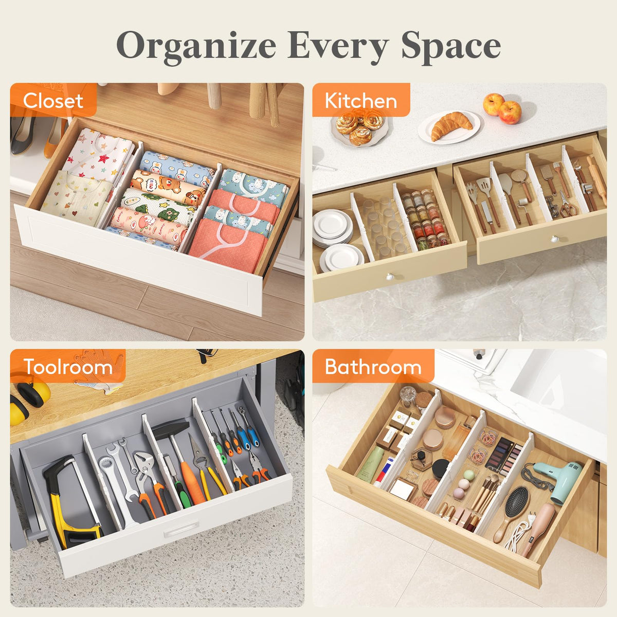 5" Tall Drawer Dividers (5"H, 11.5-18.5"L)