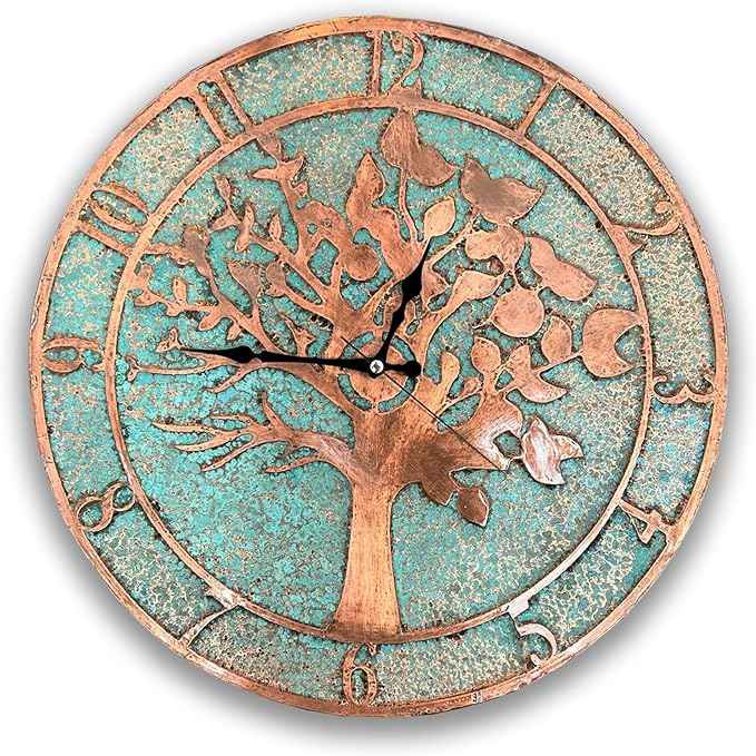 Handmade Copper Wall Clock Artisan Touch in Every Piece - Eternal Tree Wall Decor Copper Clock for Living Room, Office, Kitchen & Bedroom (24 Inch)