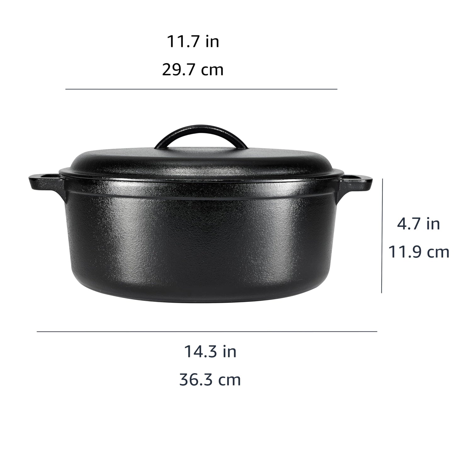 Pre Seasoned Cast Iron Dutch Oven Pot with Lid and Dual Handles (7-Quart)
