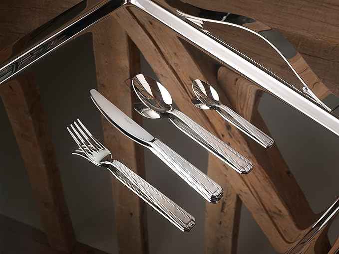Degrenne Luxury French Cutlery Set - 5 Piece Silverware Set, Includes Forks, Spoons & Knife, Stainless Steel Flatware, Dishwasher Safe, Made in France - Normandy Mirror