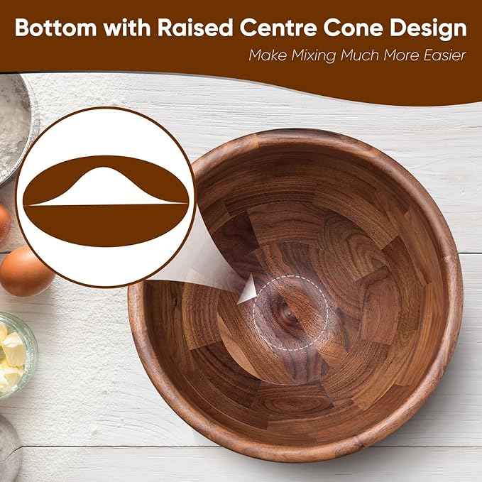 North American Solid Walnut Wood Mixing Bowl for KitchenAid Mixer - Handcrafted Wooden Bowl Compatible with KitchenAid 4.5 & 5 Quart Tilt-Head Stand Mixers