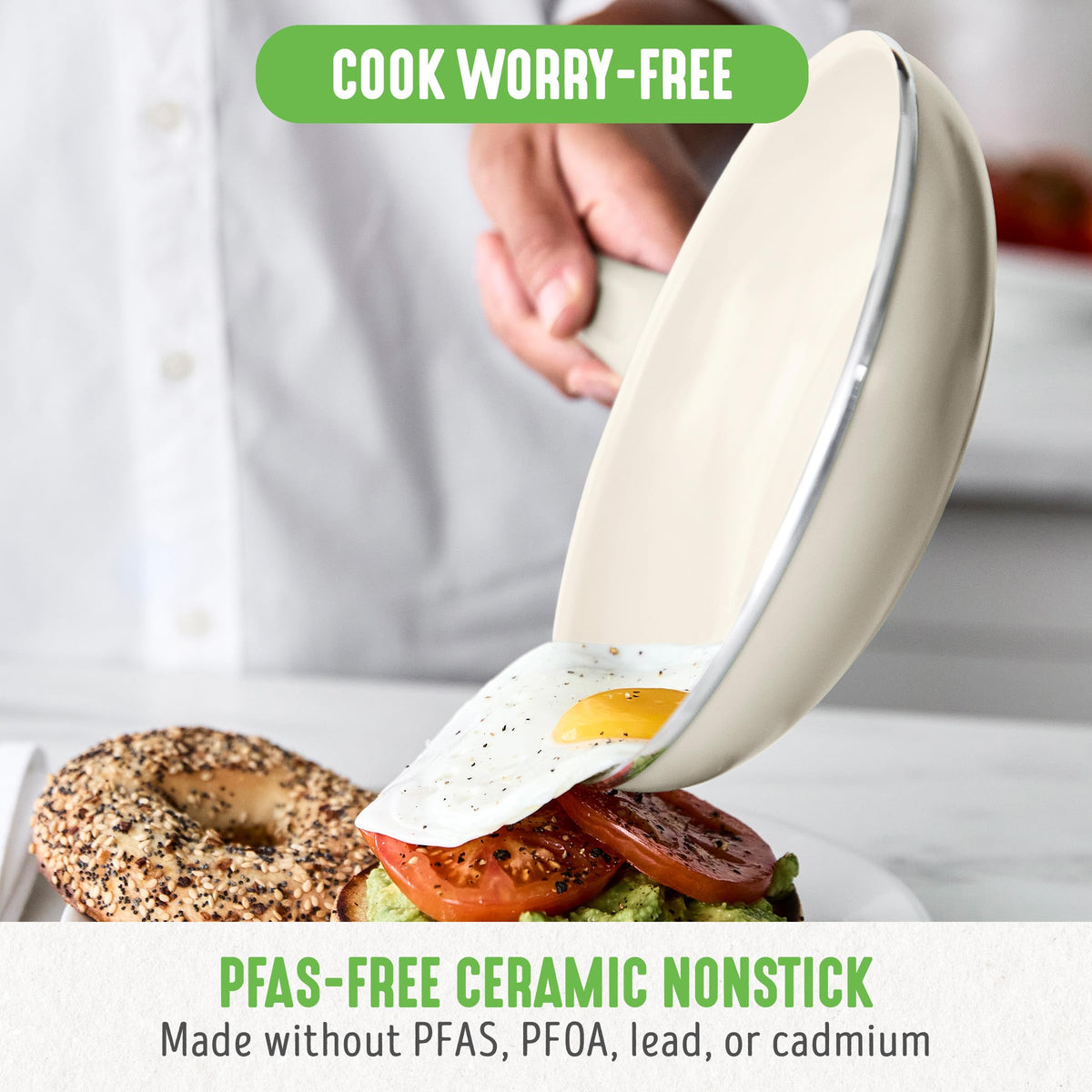Soft Grip 8” Frypan Skillet and Spatula Breakfast Cookware Set (8" Frypan + Spatula / Cream)