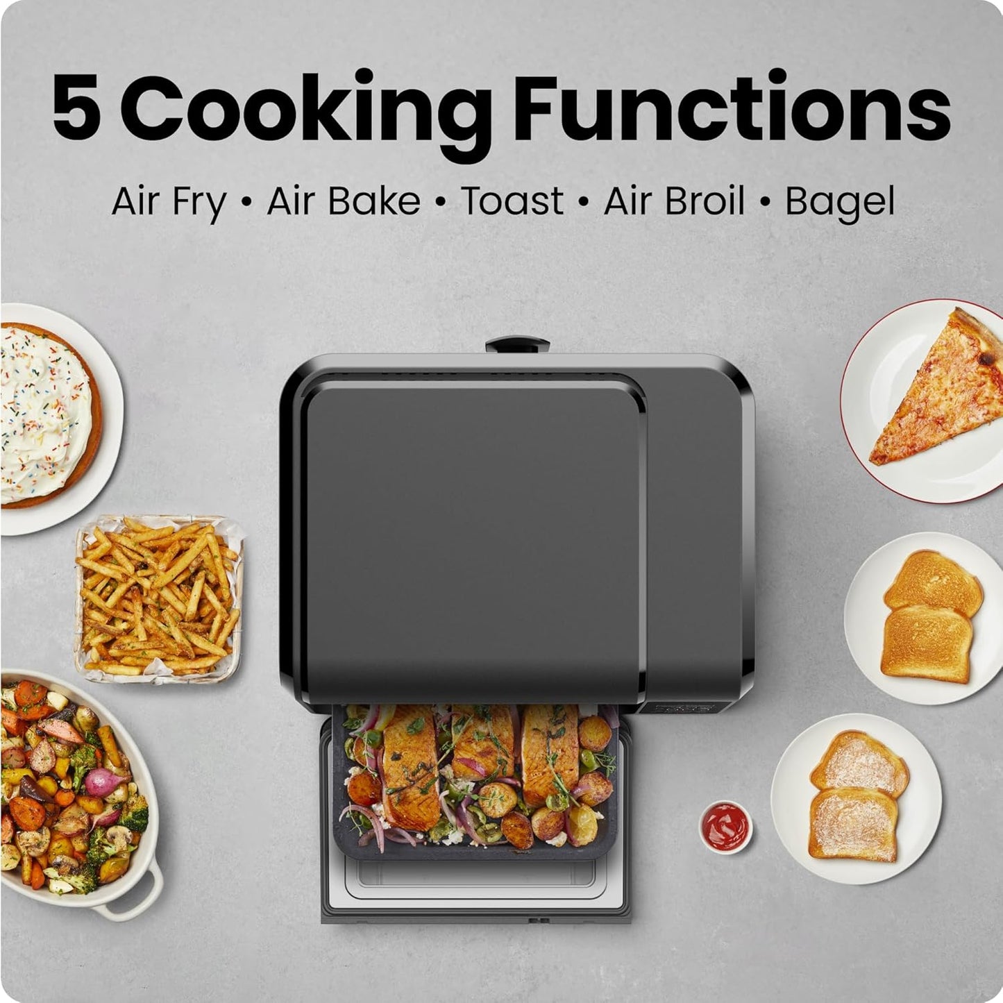 Chefman Air Fryer Toaster Oven Combo, 15 Qt. Countertop Oven for Quick & Healthy Meals, Bake, Broil, Air Fry, Toast, and Bagel Functions, 450°F Max Temp, 4 Slice Toaster Oven Air Fryer Combo – Black