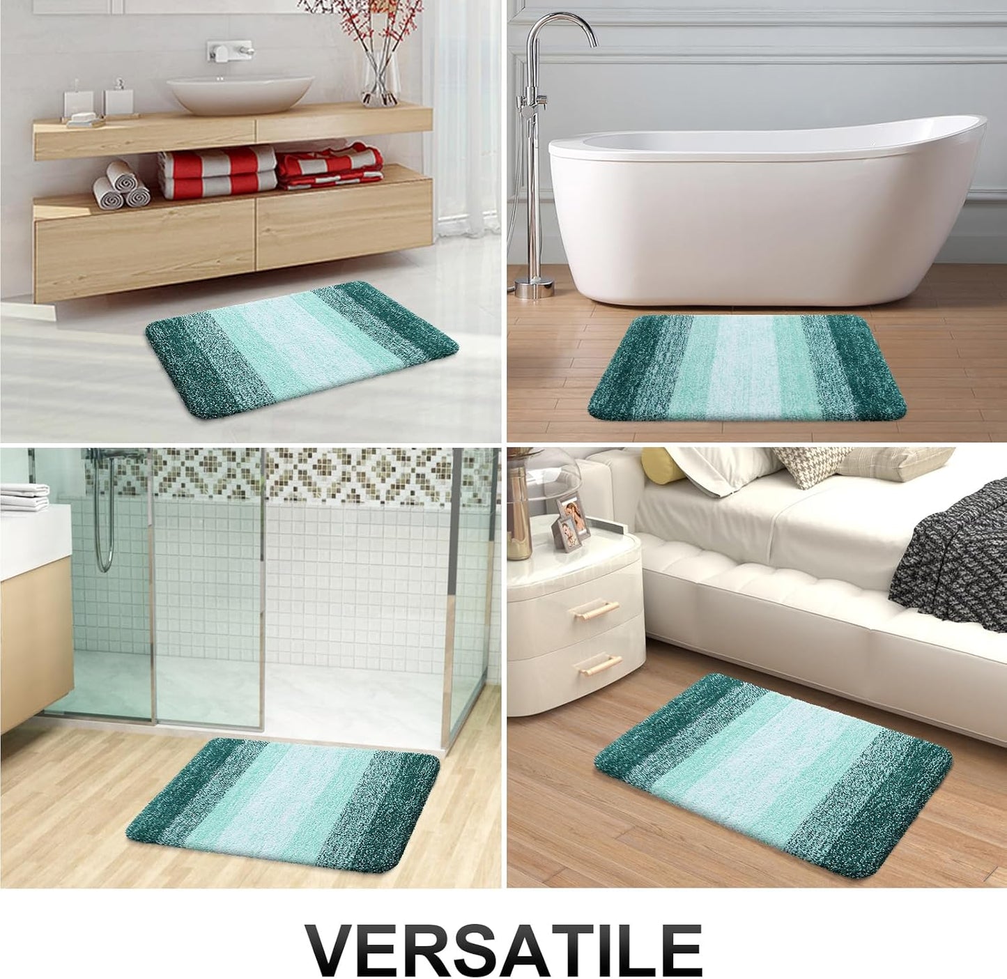OLANLY Bathroom Runner Rugs 59x17, Extra Soft Absorbent Microfiber Bath Rugs, Rubber Backing, Quick Dry, Washable Bath Mats for Bathroom Floor, Tub and Shower, Home Decor Accessories, Blackish Green