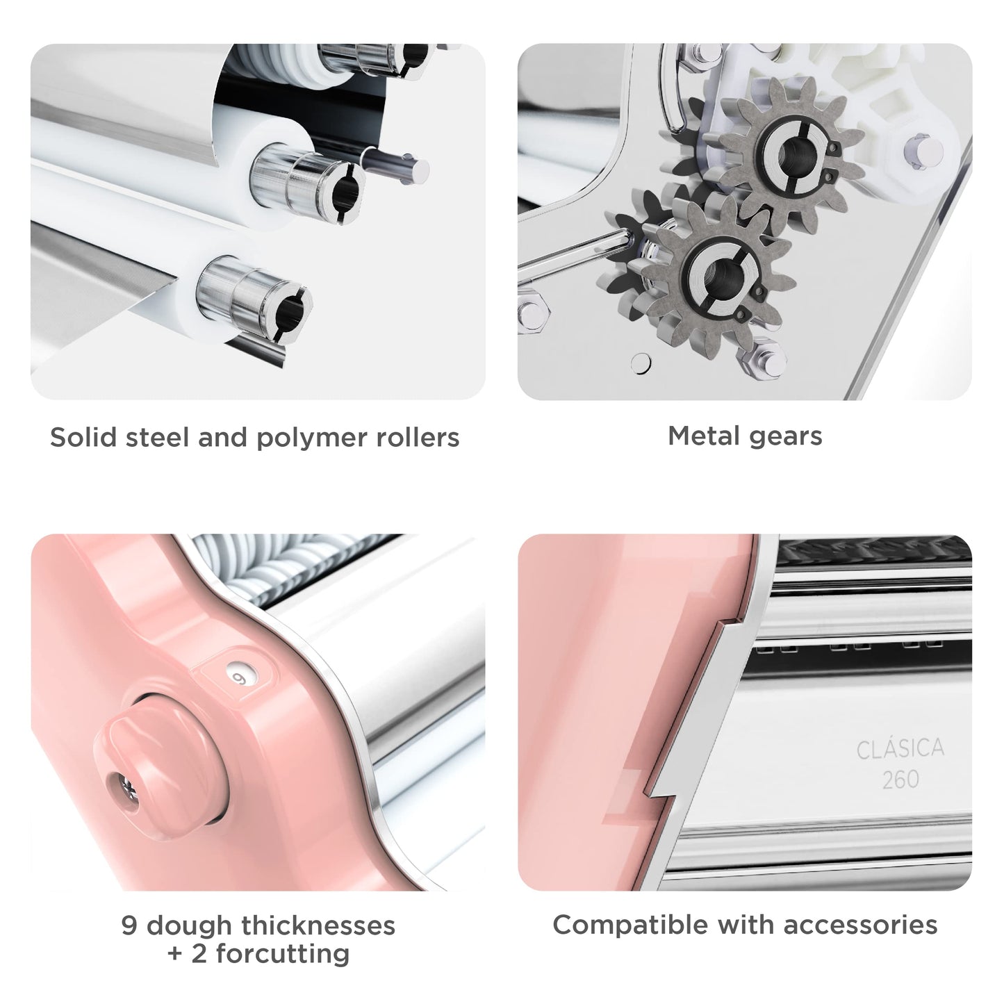 Classic 260 Pasta Maker Machine (Pink)