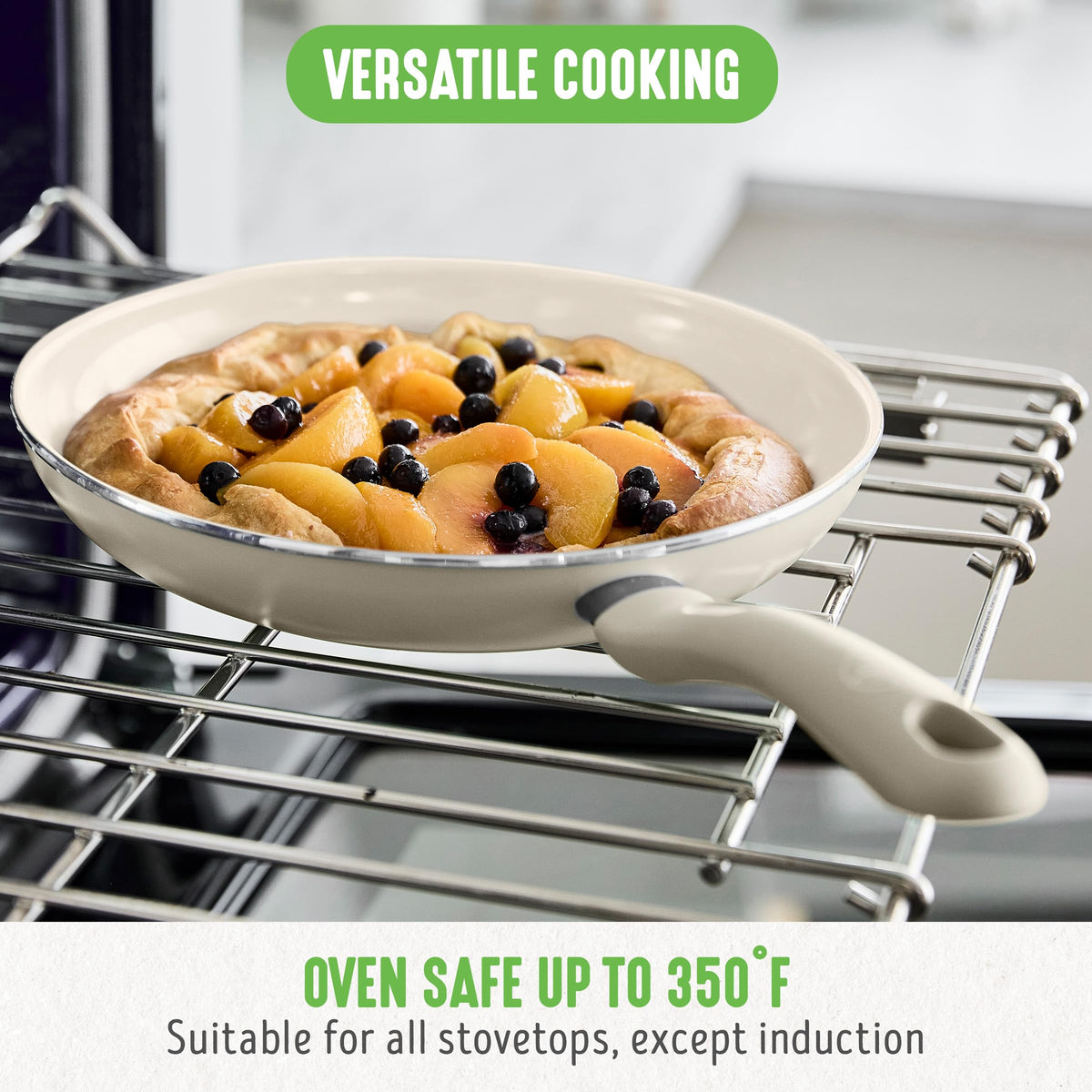 Soft Grip 8” Frypan Skillet and Spatula Breakfast Cookware Set (8" Frypan + Spatula / Cream)