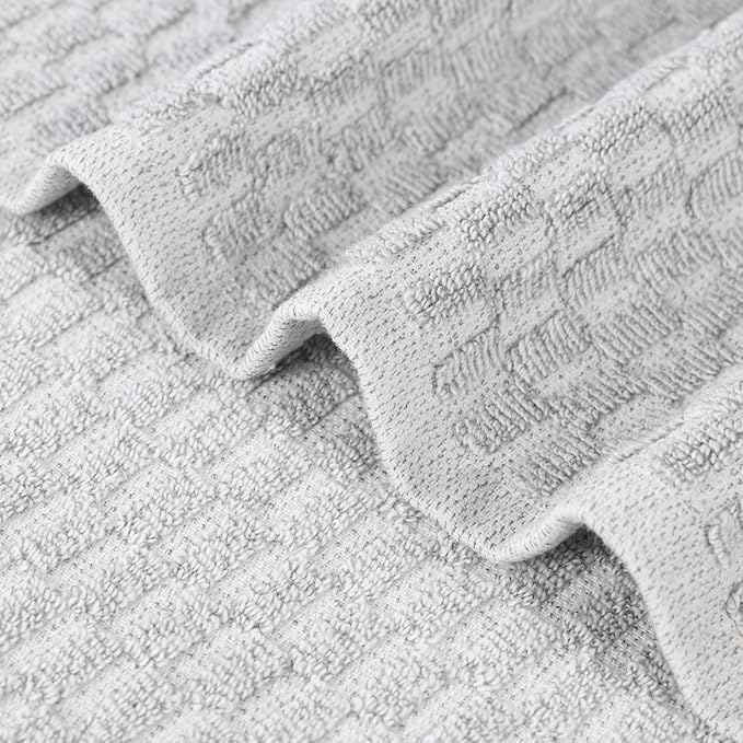 Superior Juno Viscose Cotton Blend Medium Weight Towels, for Bathroom, Shower, Spa, Plush, Quick Dry, Ultra-Soft Towels, Bath Essentials, Border Detail, 3 Piece Assorted Towel Set, Platinum