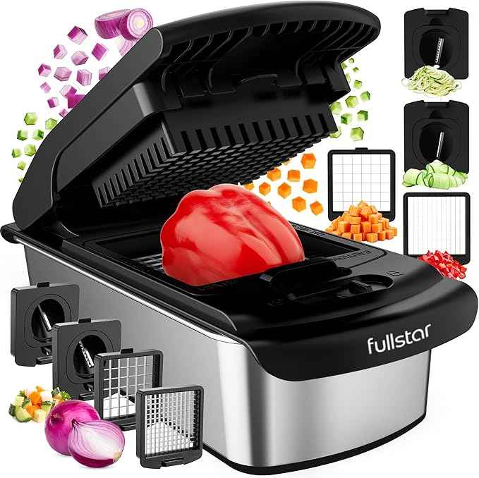 Fullstar The Original Pro Chopper - Vegetable Chopper and Spiralizer, Food Chopper with Container, Fruit Slicer, Kitchen Gadgets & Accessories, Home Essentials (4 in 1, Stainless Steel)