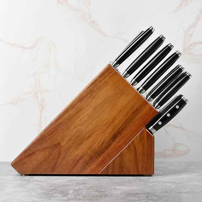 Enso Knife Set - Made in Japan - HD Series - VG10 Hammered Damascus Japanese Stainless Steel with Acacia Knife Block - 25 Piece