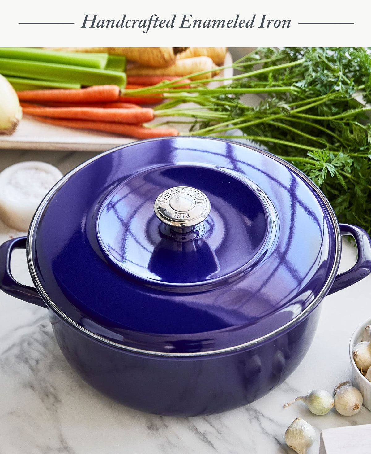 7QT Round Dutch Oven Casserole Pot with Lid (7QT Covered Casserole / Cobalt Blue)