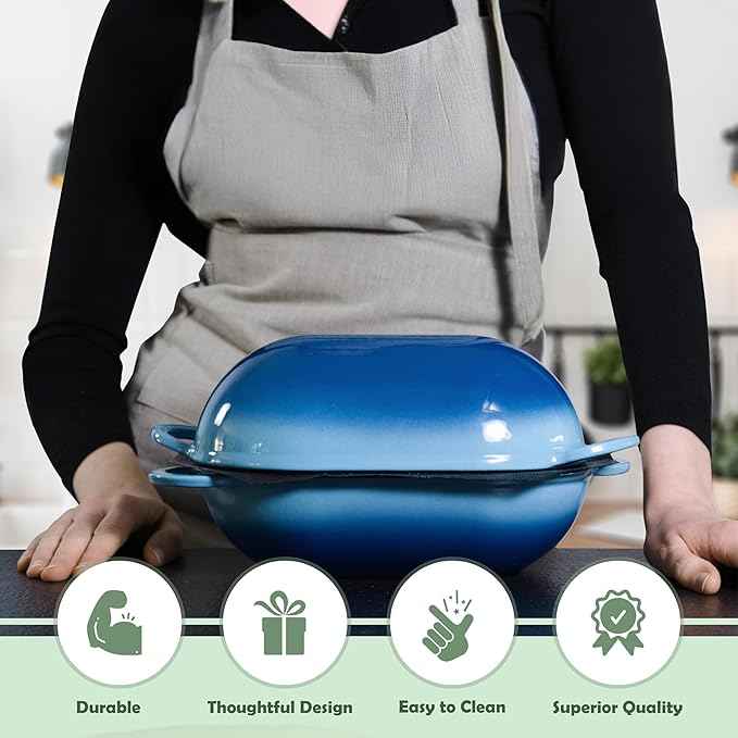 LoafNest: No-Knead Artisan Bread Kit. Incredibly easy! Cast Iron Dutch Oven [2 qt] and Perforated Non-Stick Silicone Liner.