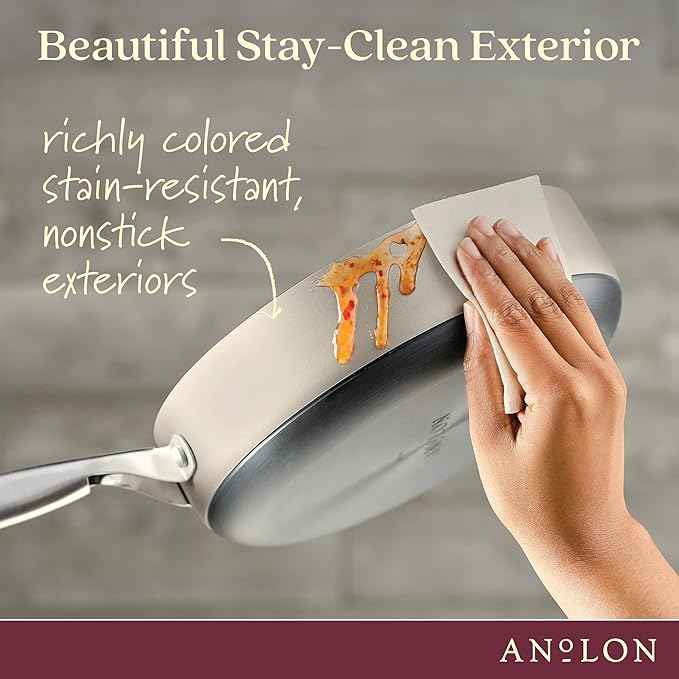 Anolon Achieve Hard Anodized Nonstick Sauté Pan with Lid, 3 Quart - Silver