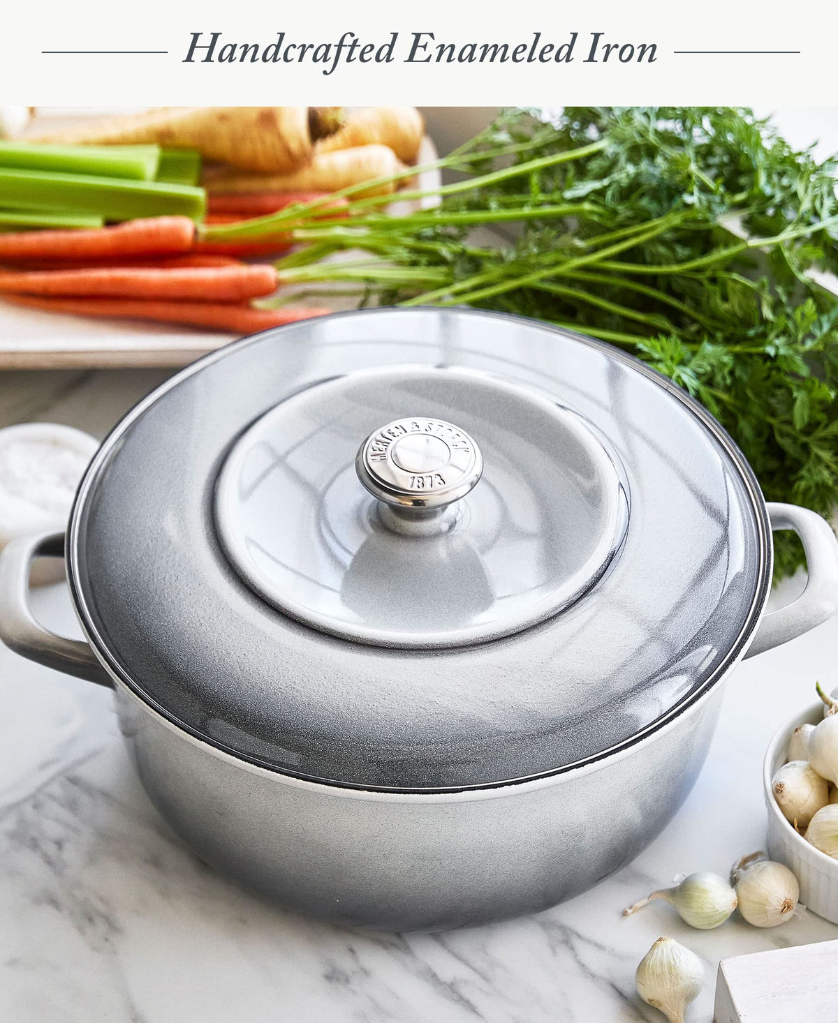 7QT Round Dutch Oven Casserole Pot with Lid (7QT Covered Casserole / Cloud Gray)