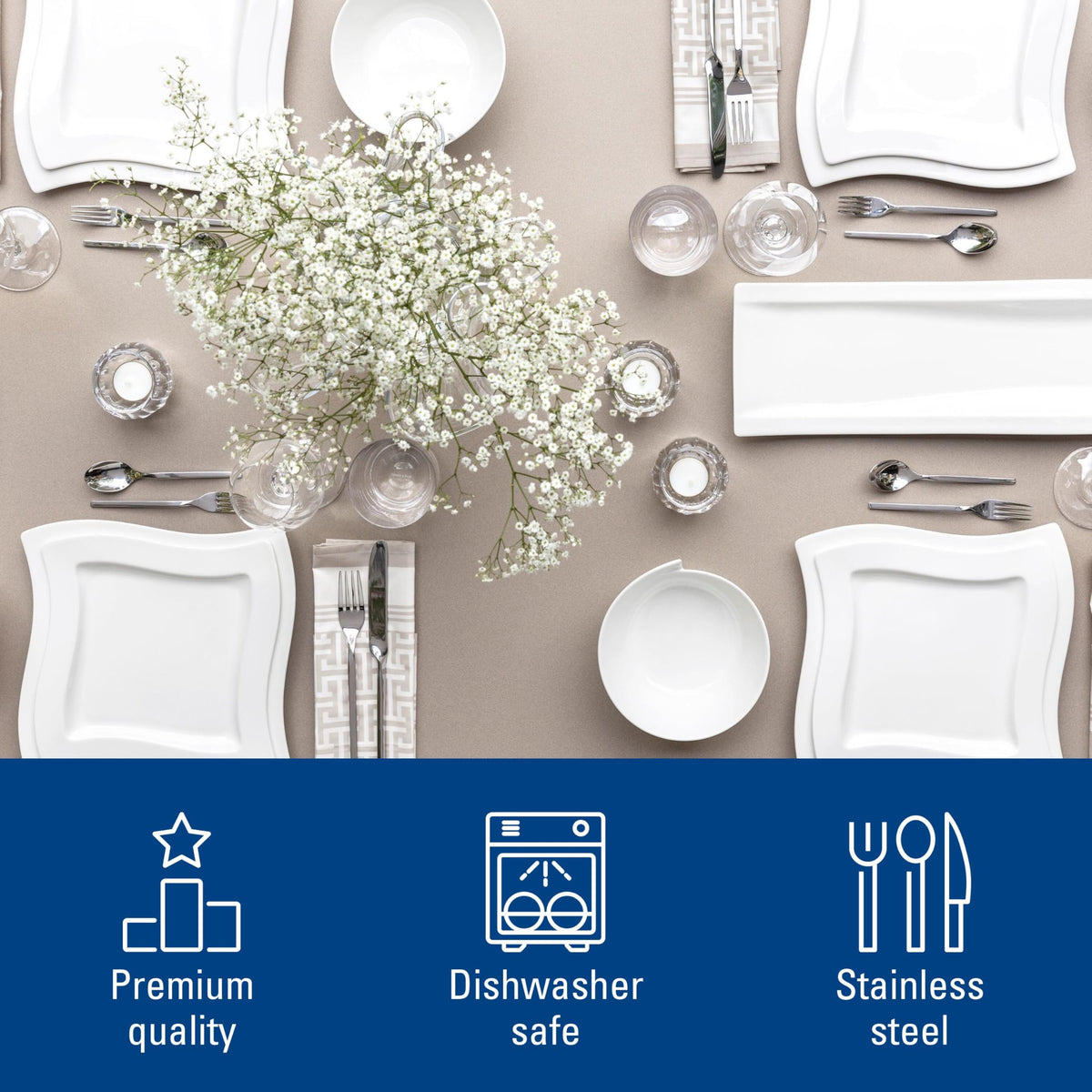 NewWave Collection 64 Piece Flatware Set
