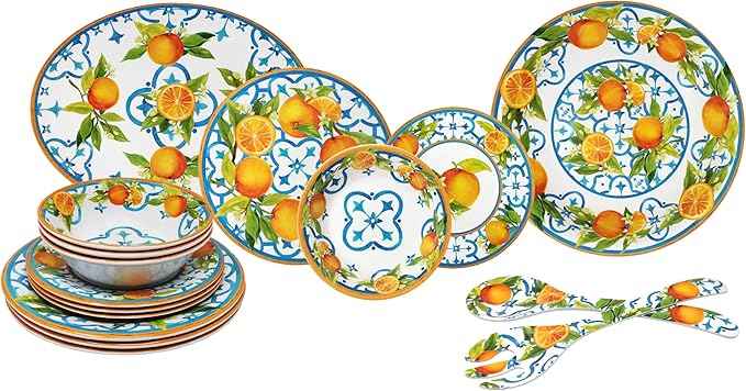 Le Cadeaux Luxury Melamine 16 Piece Dinnerwear Set, Service for 4, Valencia