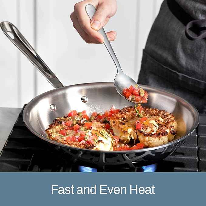 All-Clad D3® Stainless Steel 10 Piece Cookware Set- Made in USA- Includes Frying Pans, Saucepan, Sautépan, Stockpot - Professional Grade -Oven Safe & Induction Compatible