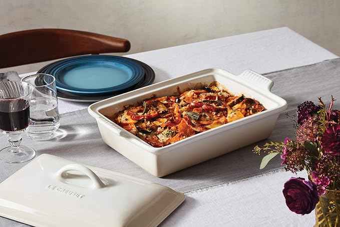 Le Creuset Stoneware Heritage Covered Rectangular Casserole, 4 qt. (12" x 9"), Peche