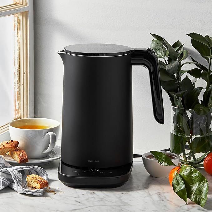 ZWILLING Enfinigy Cool Touch 1.5-Liter Electric Kettle Pro, Cordless Tea Kettle & Hot Water - Black