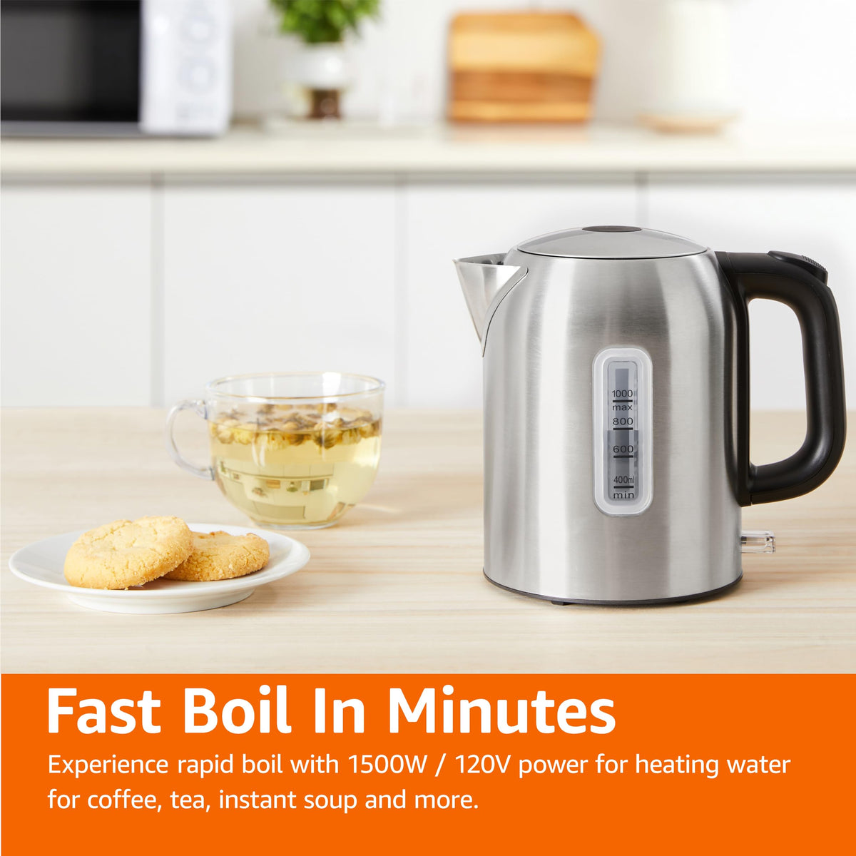 Electric Kettle (Stainless Steel / 1.1 Quarts)