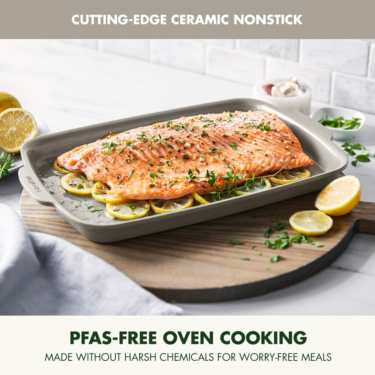 Premiere Ovenware Healthy Ceramic Nonstick 13" x 9" Quarter Sheet Baking Pan (13" x 9" Quarter Sheet Pan / Taupe)