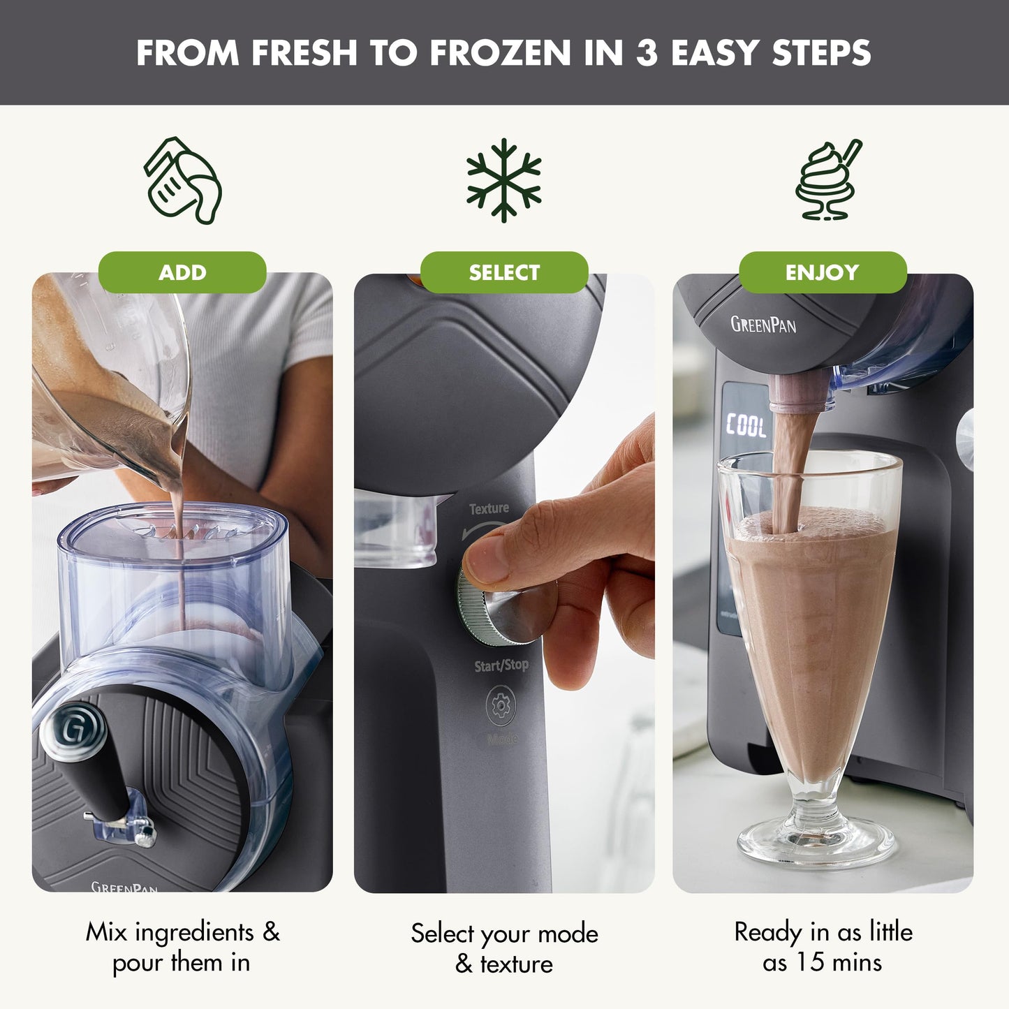 Frost Ice Cream Maker & Slushie Machine (4 Pint Ice Cream & Frozen Drink Maker / Licorice Gray)