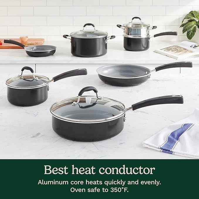 Cuisinart 11-Piece Nonstick Cookware Set, Ceramica XT, Black, 54C-11BK