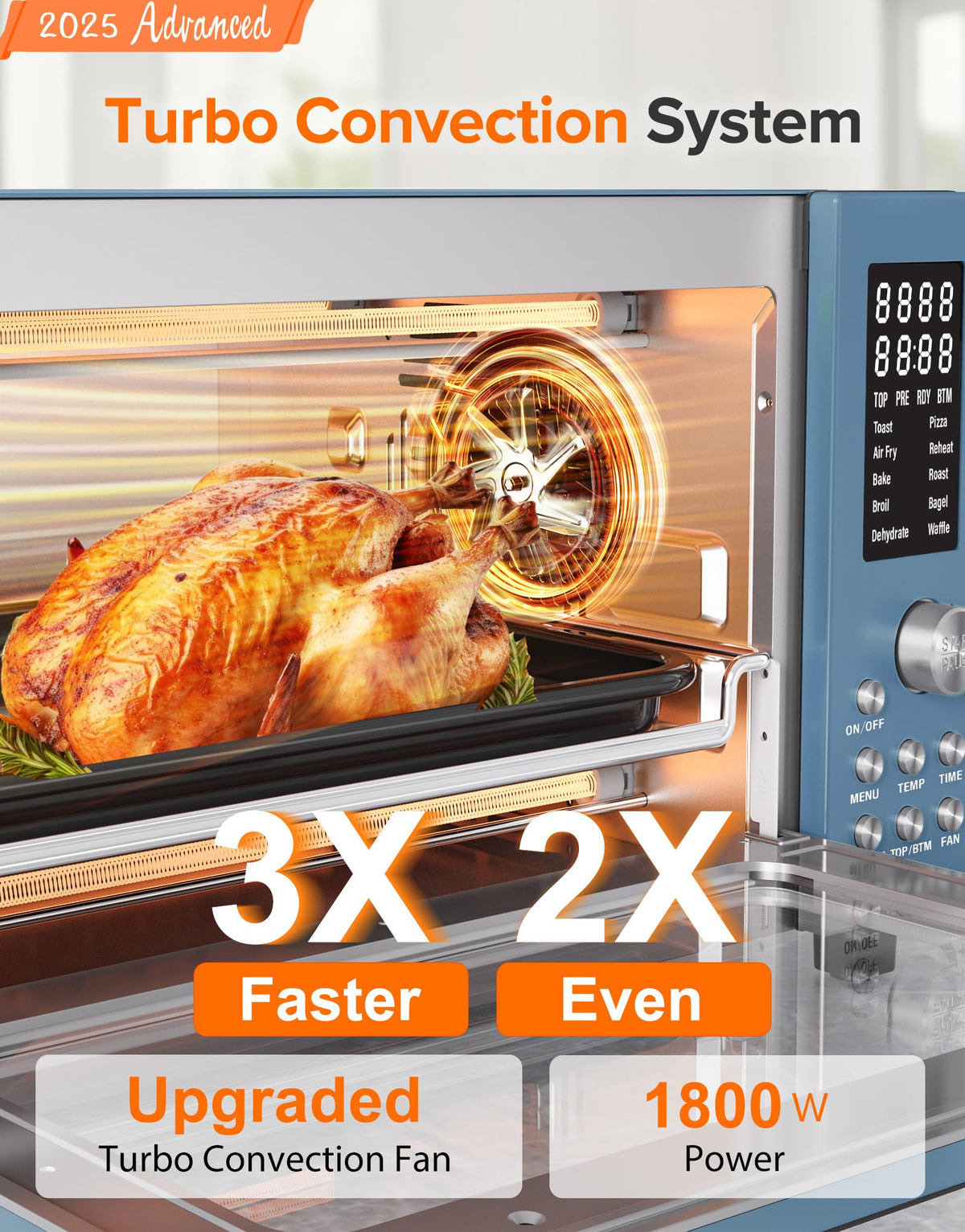 Bravo Pro Smart Air Fryer Toaster Oven Countertop Combo (Cozy Blue)