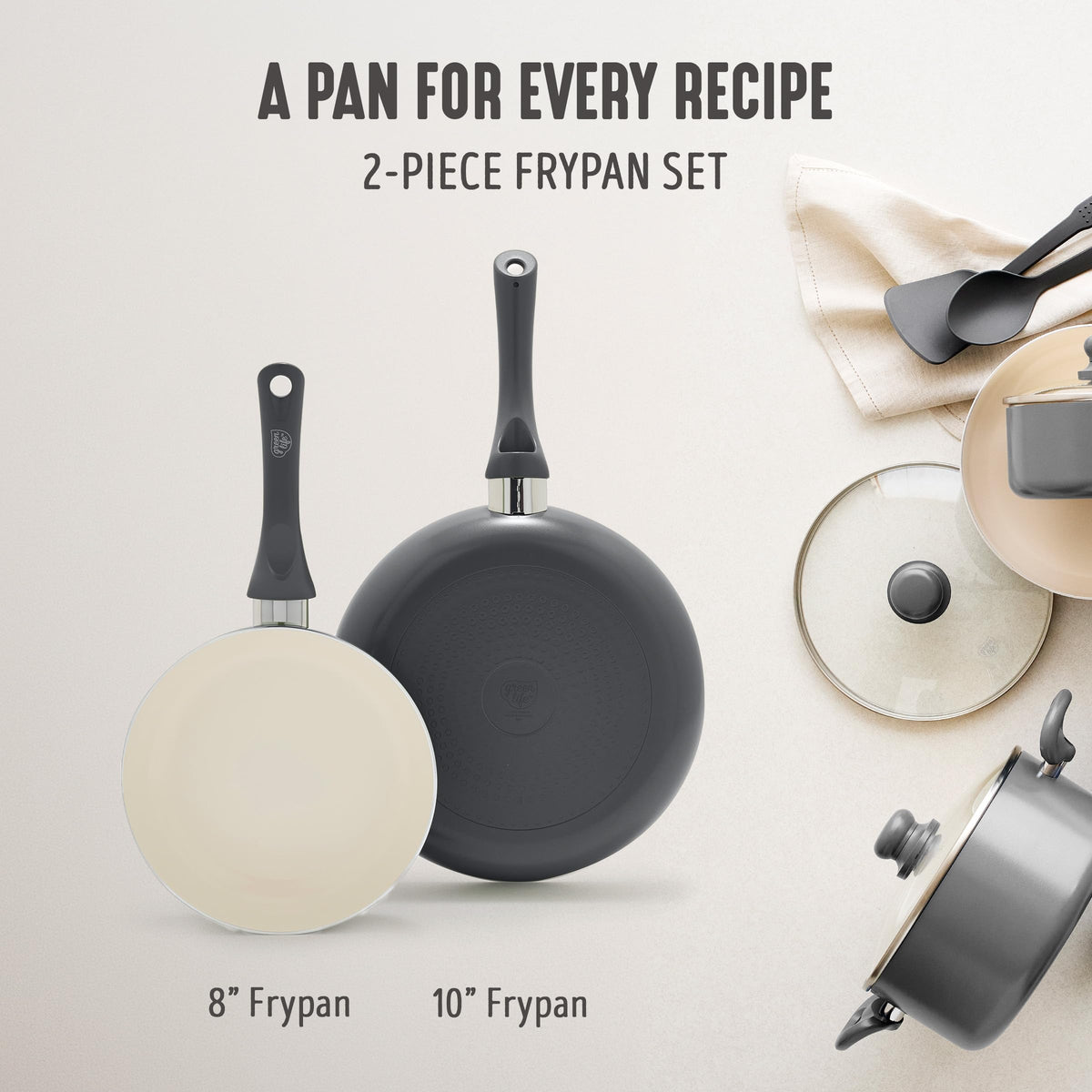 2 Piece 8" & 10" (8" and 10" Frying Pan Skillet Set / Graphite Black)