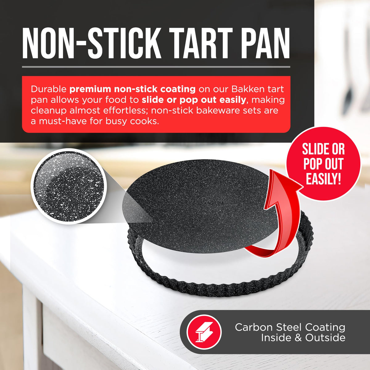 Tart Pan Quick Release Removable Base