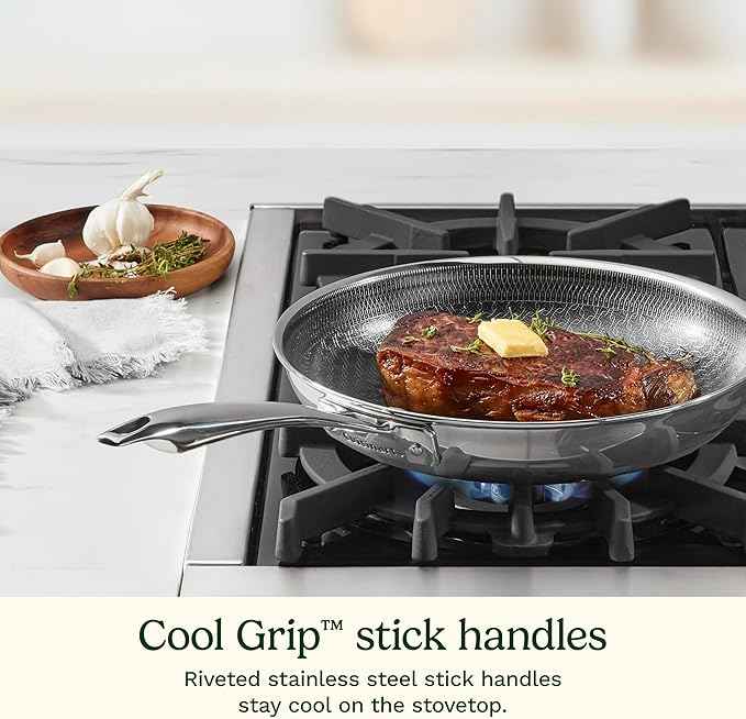 Cuisinart FusionElite+ Hybrid Nonstick Tri-Ply Stainless Steel Cookware Set, 6-Piece Skillet Cooking Set with PURELYSEAR Ceramic Nonstick Technology, Scratch Proof, Cool Grip Handles, Dishwasher Safe