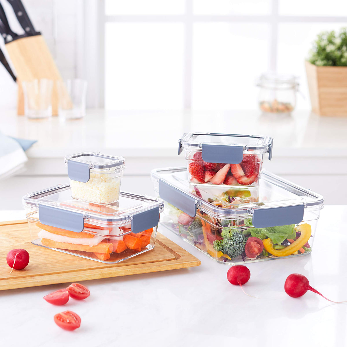 Tritan Plastic Food Storage Containers with Airtight Locking Lids (22 Pieces)