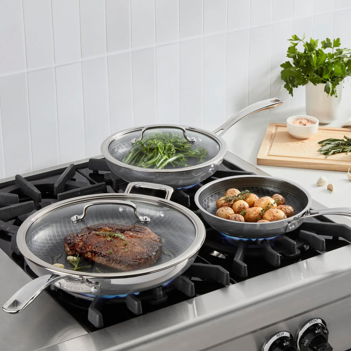 Skillet Set PurelySear Hybrid Stainless Steel 5 Pc (5-Piece Set)