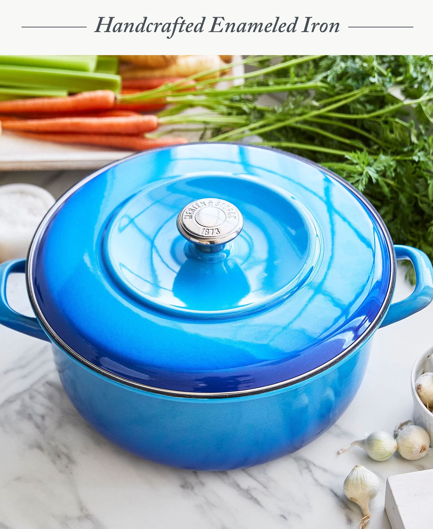 7QT Round Dutch Oven Casserole Pot with Lid (7QT Covered Casserole / Caribbean Blue)