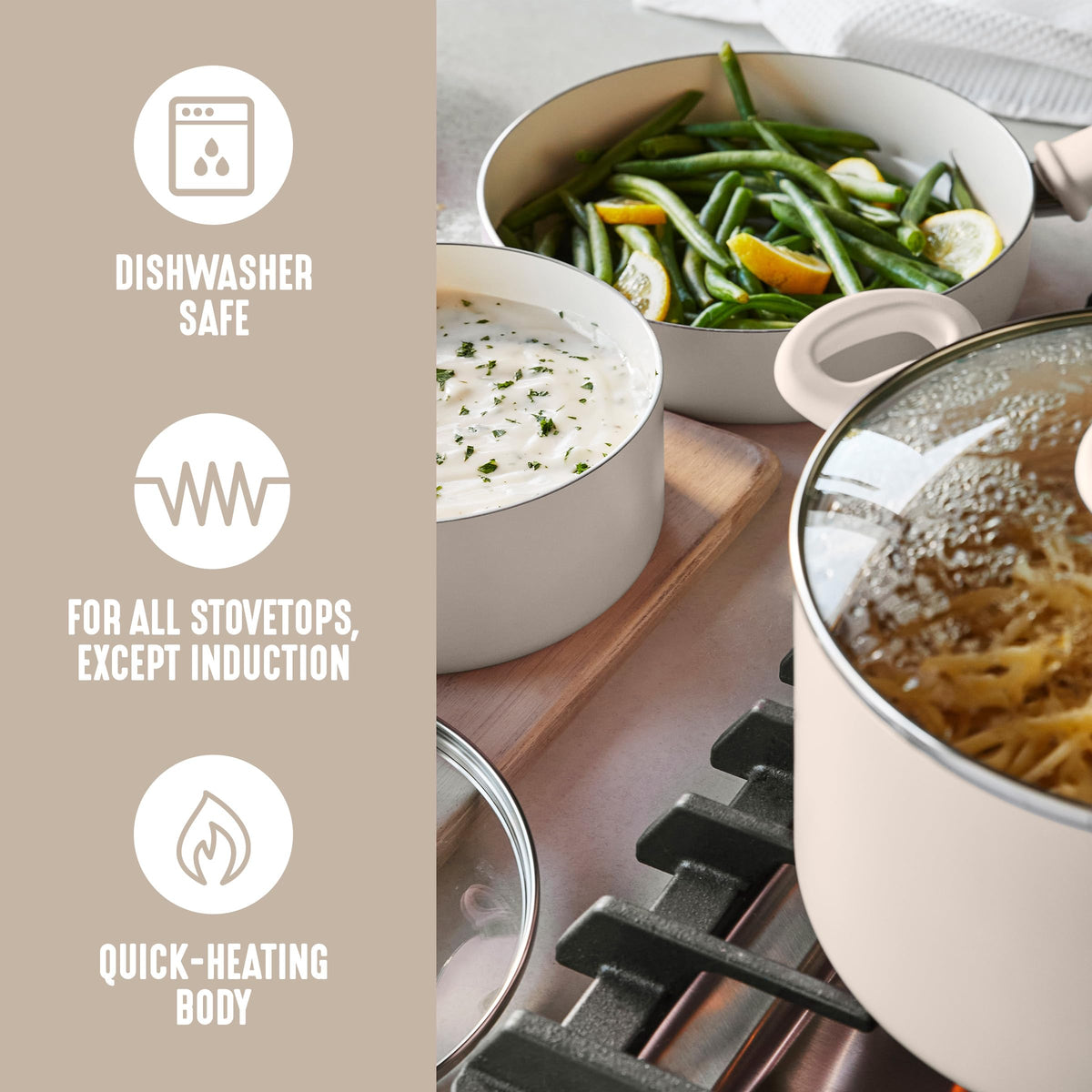 2.5QT Ceramic Nonstick Saucepan with Glass Lid