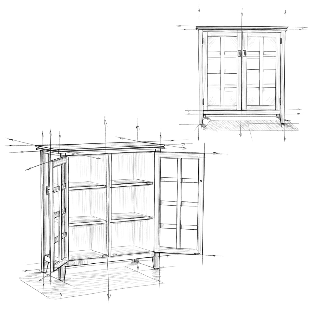 Artisan 38" Wide Solid Wood Storage Cabinet in Black (Black / 38 inch)