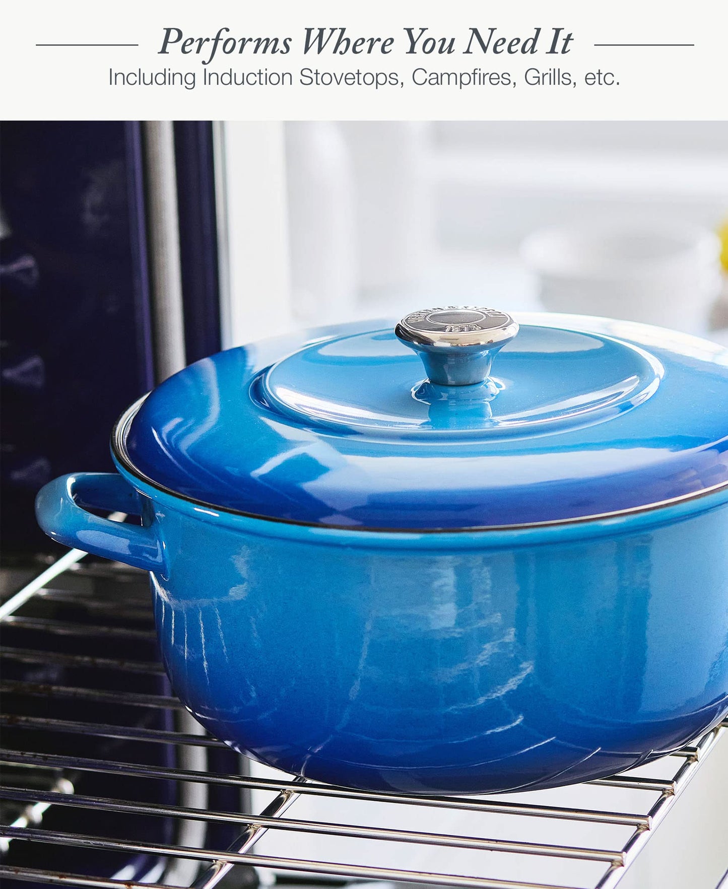 7QT Round Dutch Oven Casserole Pot with Lid (7QT Covered Casserole / Caribbean Blue)