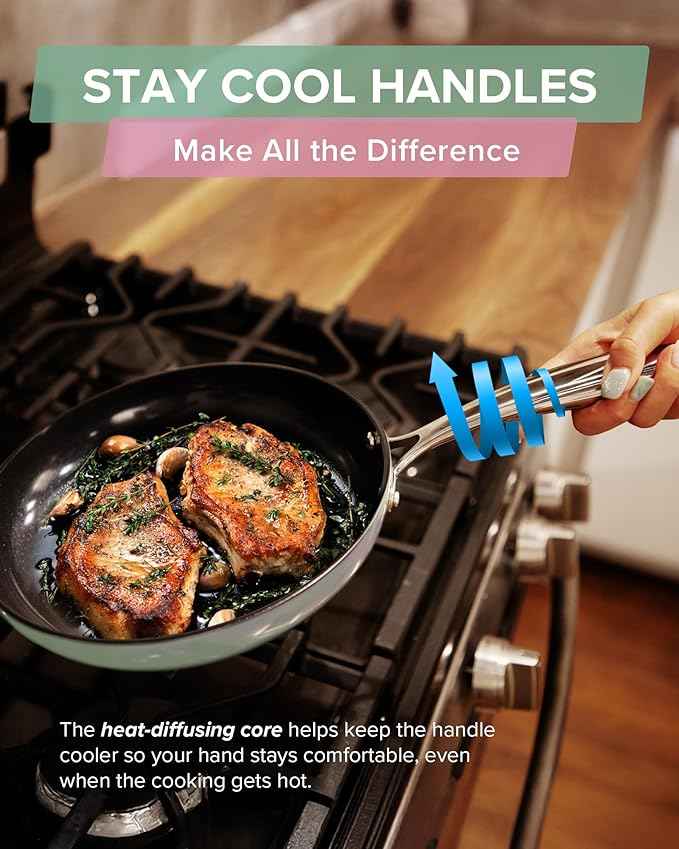 Nuwave Lux 13-Piece Premium Cookware Collection, Healthy G10 Duralon Blue Ceramic Nonstick, Ultra Durable, PFAS-Free, Lightweight & Works on All Cooktops