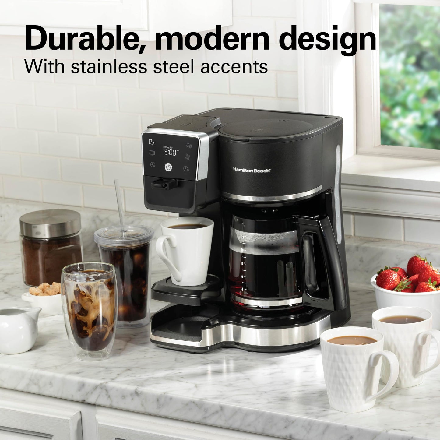 2 Way Drip Coffee Maker & Single Serve Coffee Machine (12 Cup / Black)