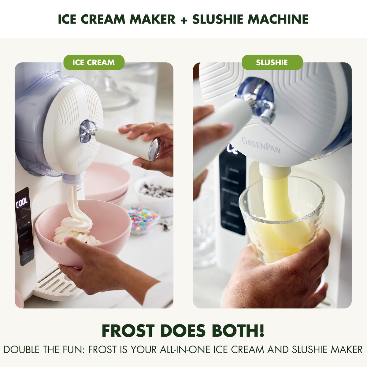 Frost Ice Cream Maker & Slushie Machine (4 Pint Ice Cream & Frozen Drink Maker / Cream White)