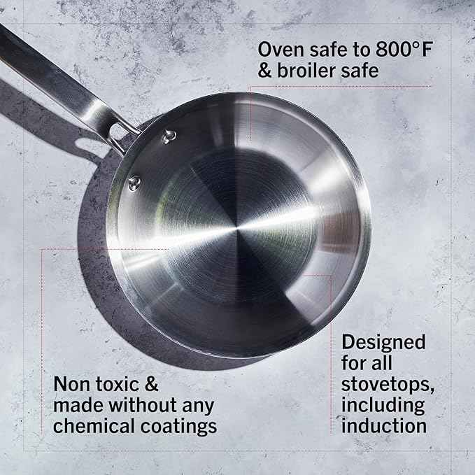 Heritage Steel Eater Series 8 Piece Core Set | Made in USA | 5 Ply Fully Clad Stainless Steel Cookware Set | Stay Cool Handle | Induction Ready & Non-Toxic