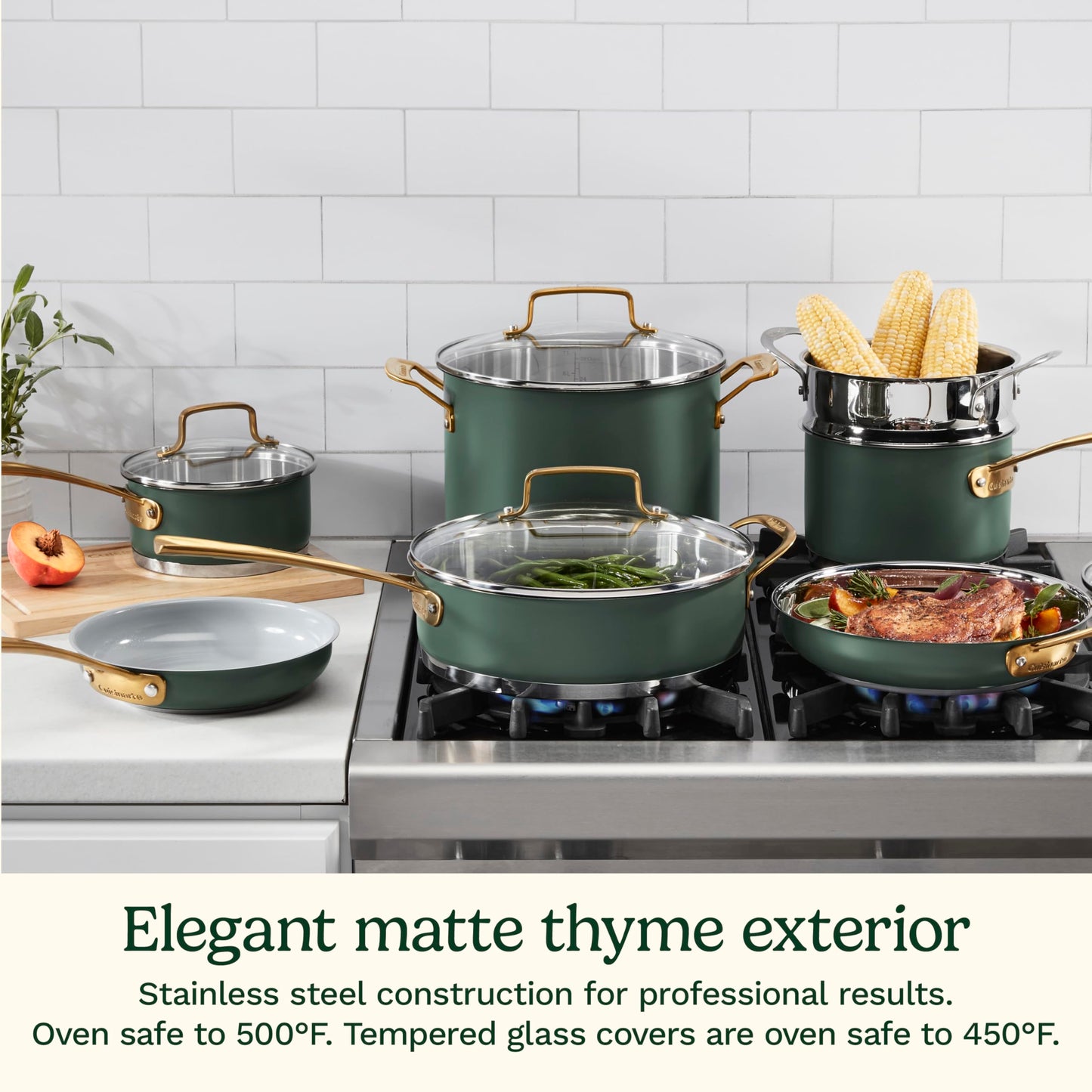 Cookware Set 11 Piece Stainless Steel Cookware Pots and Pans (Green)