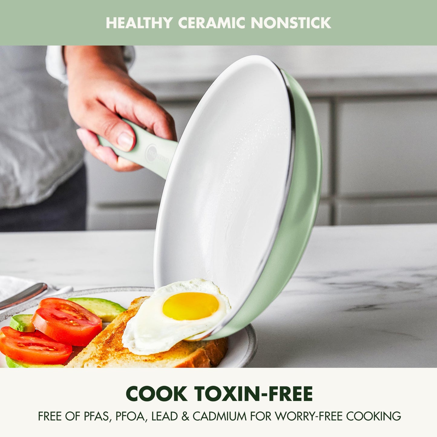 Dover 8” & 10” 2 Piece Frying Pan Skillet Set (8" and 10" Frying Pan Set / Pastel Green)