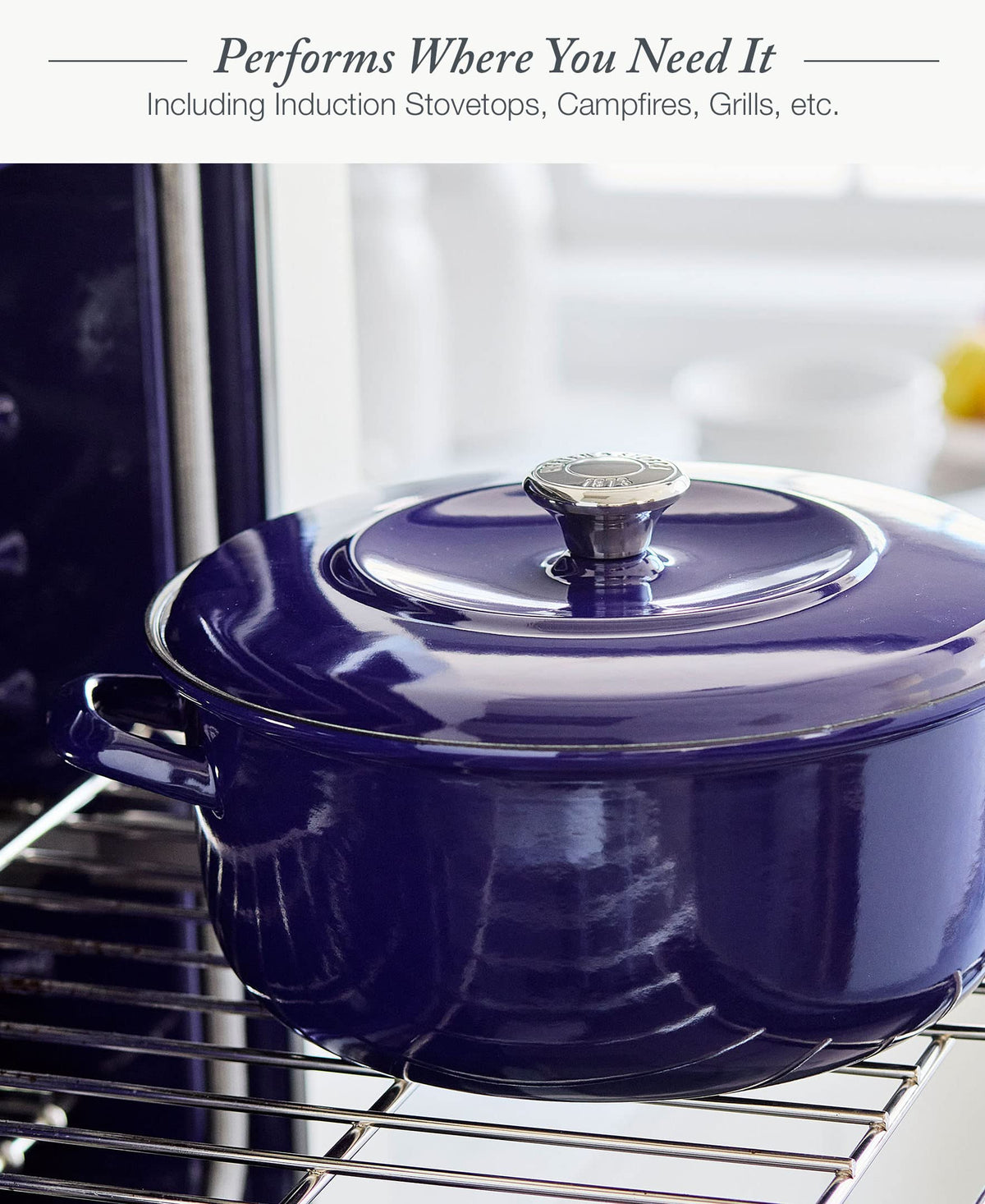 7QT Round Dutch Oven Casserole Pot with Lid (7QT Covered Casserole / Cobalt Blue)