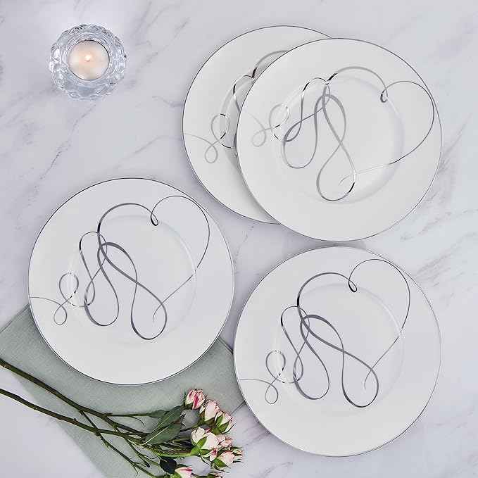Mikasa Love Story Platinum Banded Salad Plates, Set of 4, 8.5-Inch